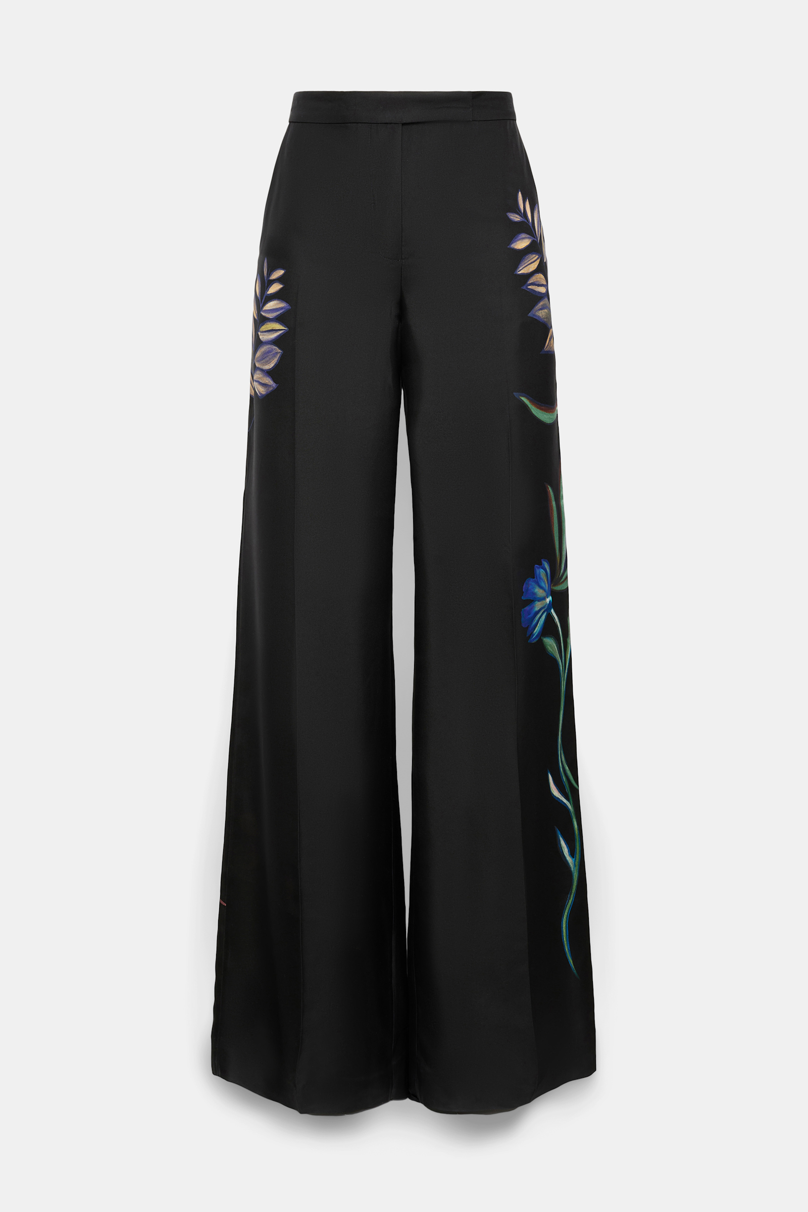 Dorothee Schumacher Silk twill pants with placement print autumn garden