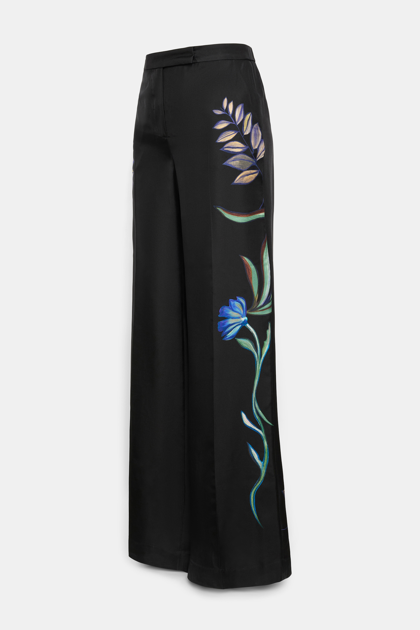 Dorothee Schumacher Silk twill pants with placement print autumn garden