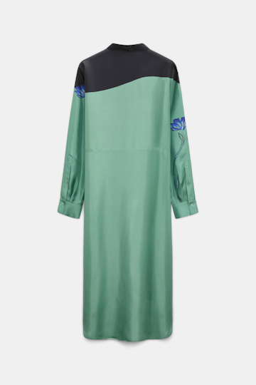 Dorothee Schumacher Silk shirtdress with placement print autumn green
