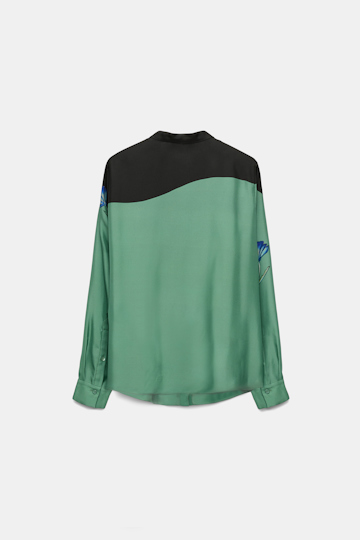 Dorothee Schumacher Silk twill blouse with placement print autumn green