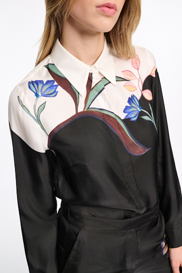 Dorothee Schumacher Silk twill blouse with placement print autumn garden