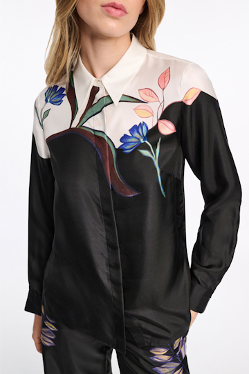 Dorothee Schumacher Silk twill blouse with placement print autumn garden