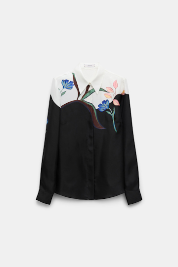 Dorothee Schumacher Silk twill blouse with placement print autumn garden