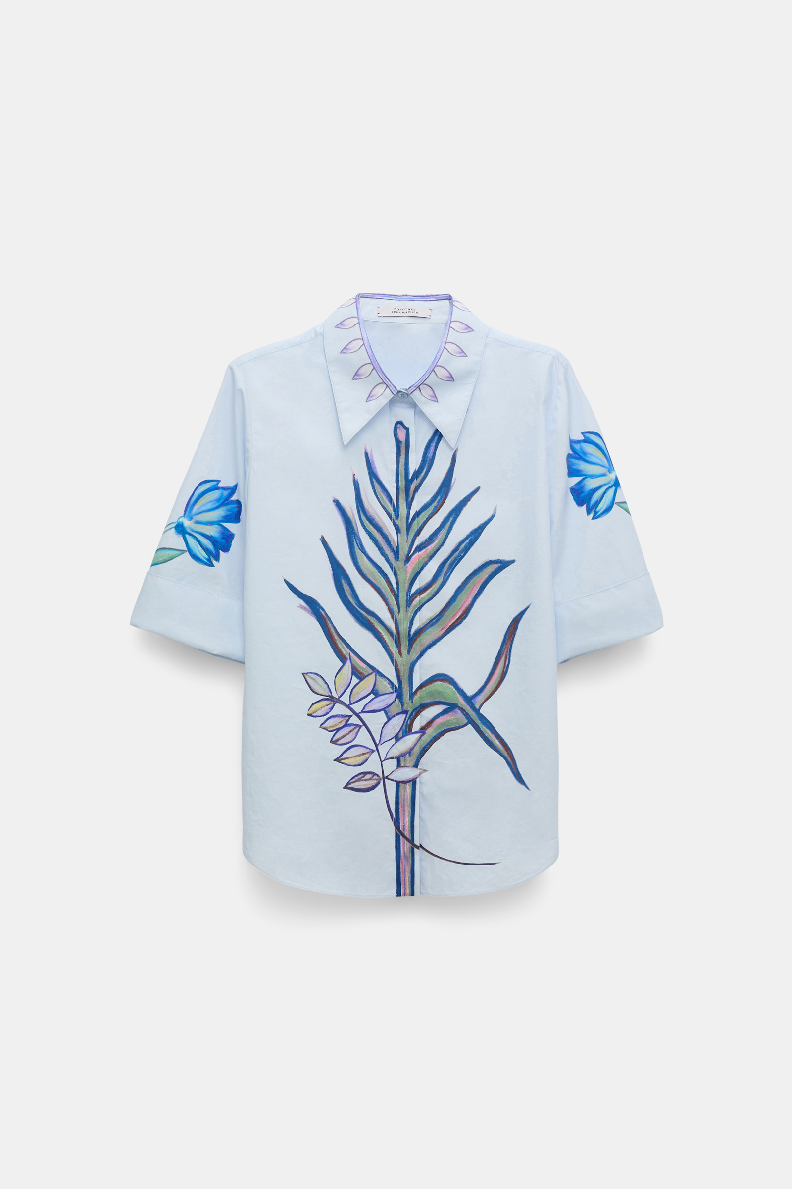 Dorothee Schumacher Printed cotton-poplin half sleeve blouse blue autumn