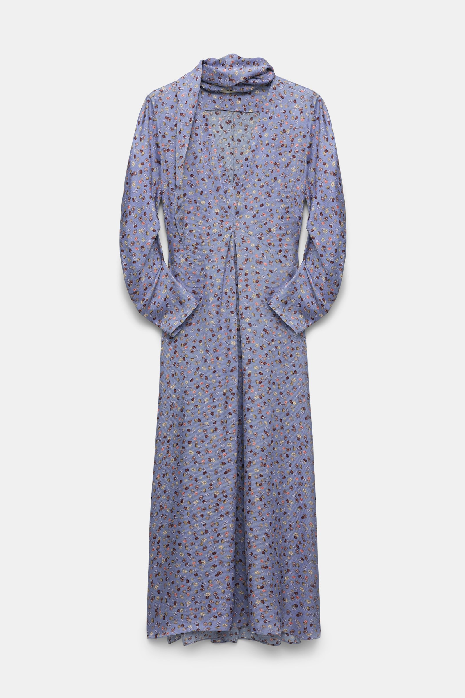 Dorothee Schumacher Printed midi dress in hammered satin Baby Blossom blue