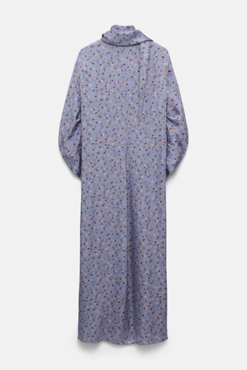 Dorothee Schumacher Printed midi dress in hammered satin Baby Blossom blue