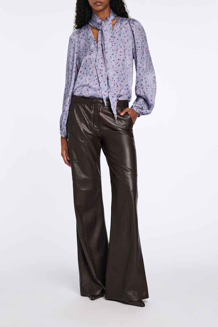 Dorothee Schumacher Printed blouse in hammered satin Baby Blossom blue