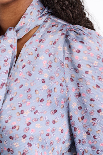 Dorothee Schumacher Printed blouse in hammered satin Baby Blossom blue