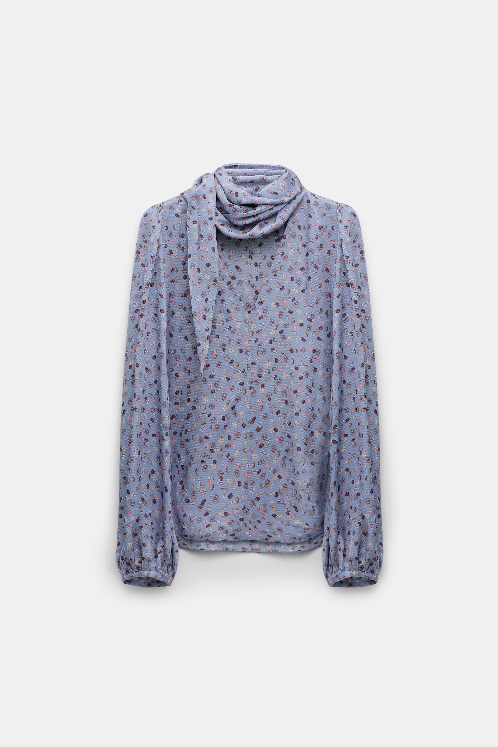Dorothee Schumacher Printed blouse in hammered satin Baby Blossom blue