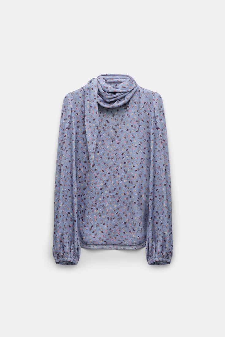 Dorothee Schumacher Printed blouse in hammered satin Baby Blossom blue