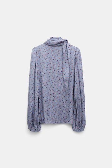 Dorothee Schumacher Printed blouse in hammered satin Baby Blossom blue