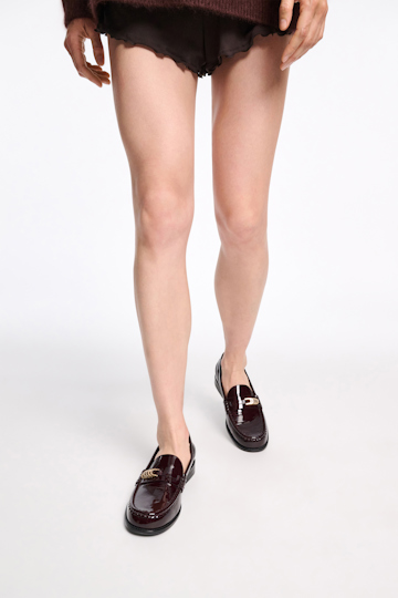 Dorothee Schumacher Patent calf leather loafers chocolate tweed