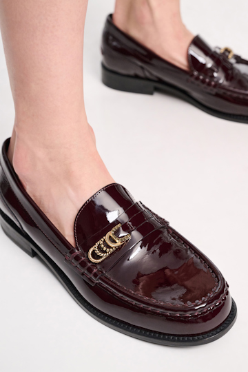 Dorothee Schumacher Patent calf leather loafers chocolate tweed