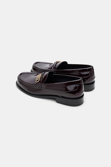 Dorothee Schumacher Patent calf leather loafers chocolate tweed