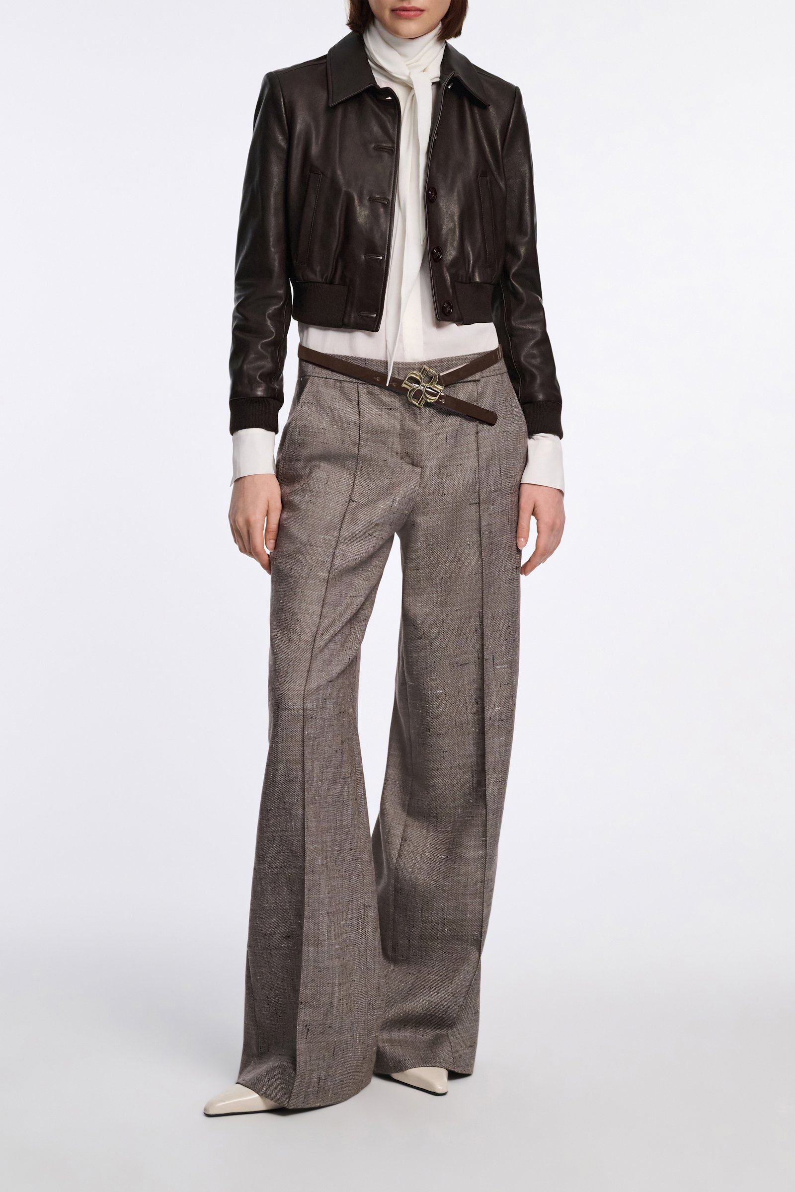 Dorothee Schumacher D-Rose buckle belt chocolate tweed