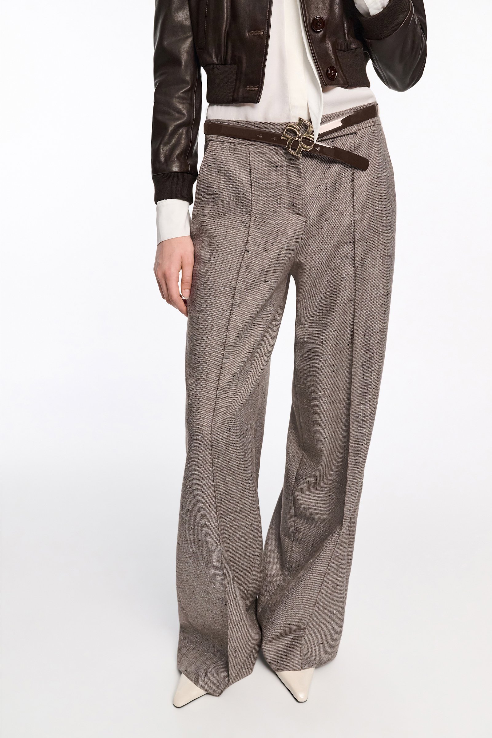 Dorothee Schumacher D-Rose buckle belt chocolate tweed