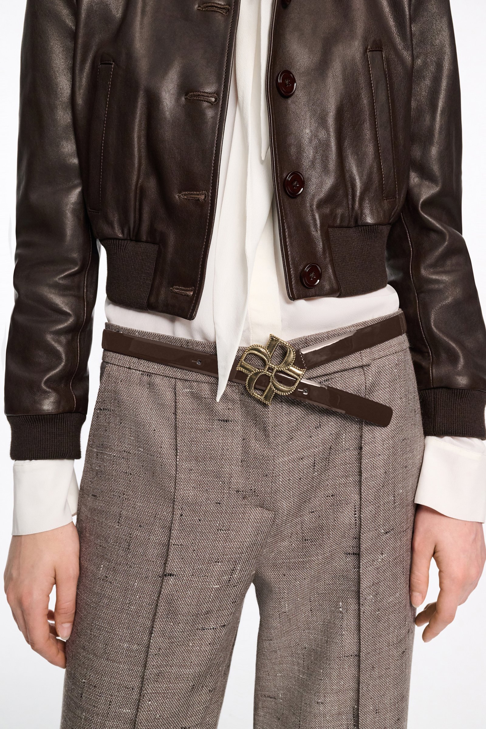 Dorothee Schumacher D-Rose buckle belt chocolate tweed