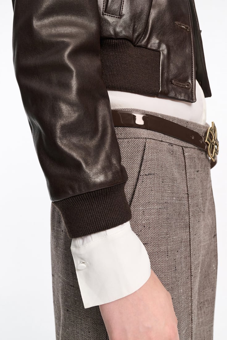 Dorothee Schumacher D-Rose buckle belt chocolate tweed