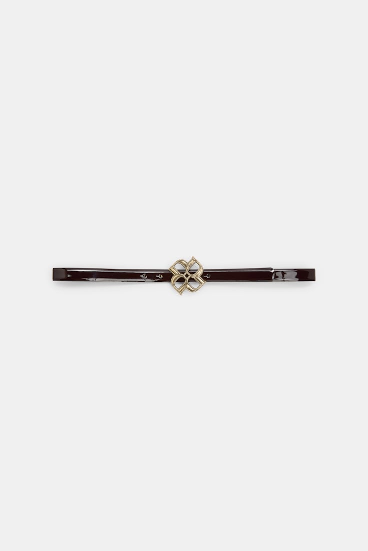 Dorothee Schumacher D-Rose buckle belt chocolate tweed