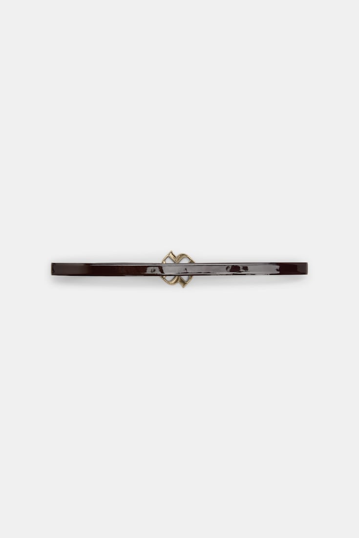 Dorothee Schumacher D-Rose buckle belt chocolate tweed