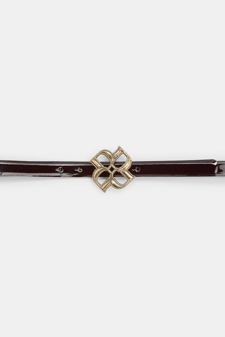 Dorothee Schumacher D-Rose buckle belt chocolate tweed