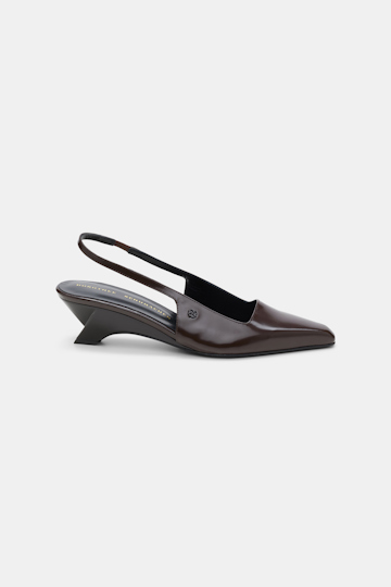 Dorothee Schumacher Slingback graphic contour wedges chocolate tweed