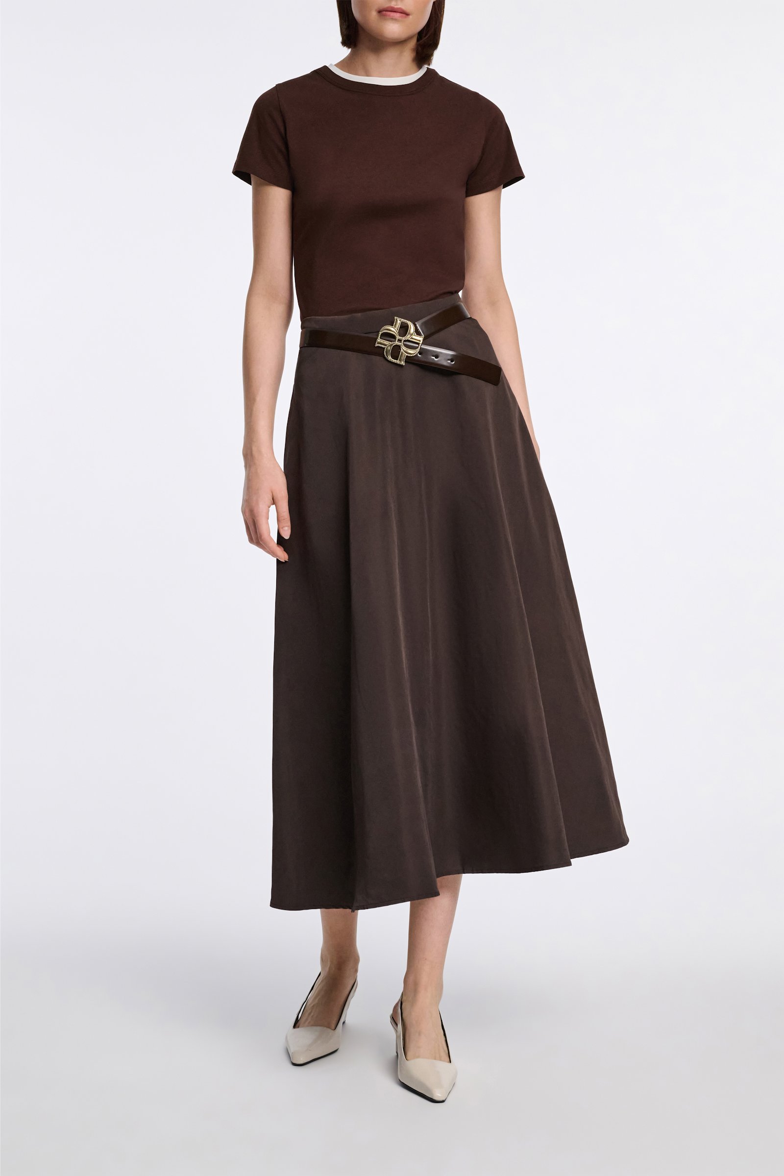 Dorothee Schumacher Gürtel mit D-Rose Schließe chocolate tweed