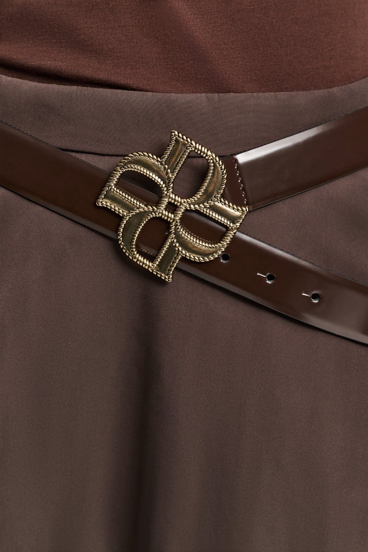 Dorothee Schumacher Gürtel mit D-Rose Schließe chocolate tweed