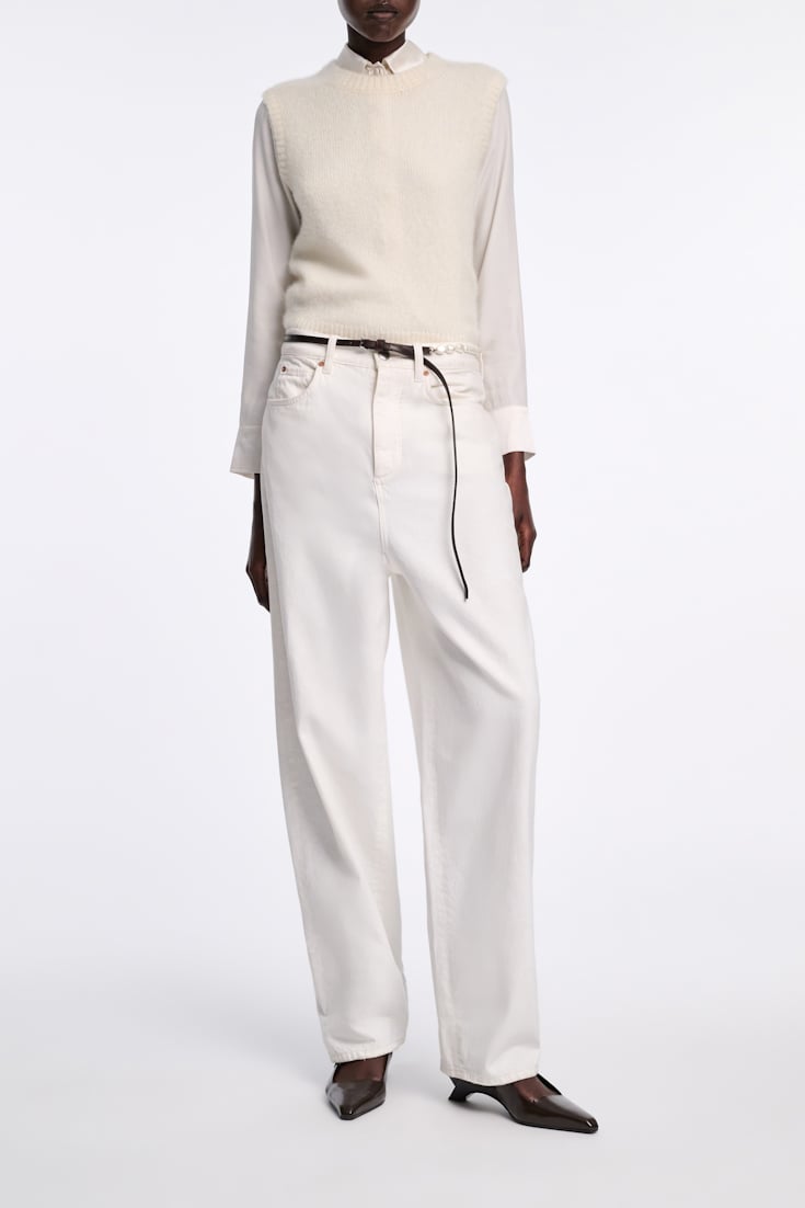 Dorothee Schumacher Leather belt with pearl bead embellishment chocolate