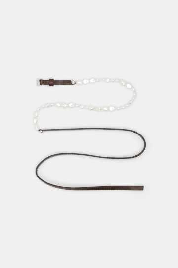 Dorothee Schumacher Leather belt with pearl bead embellishment chocolate
