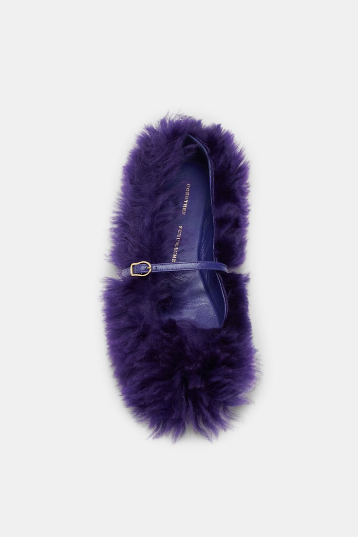 Dorothee Schumacher Furry Mary-Jane Ballerinas plum