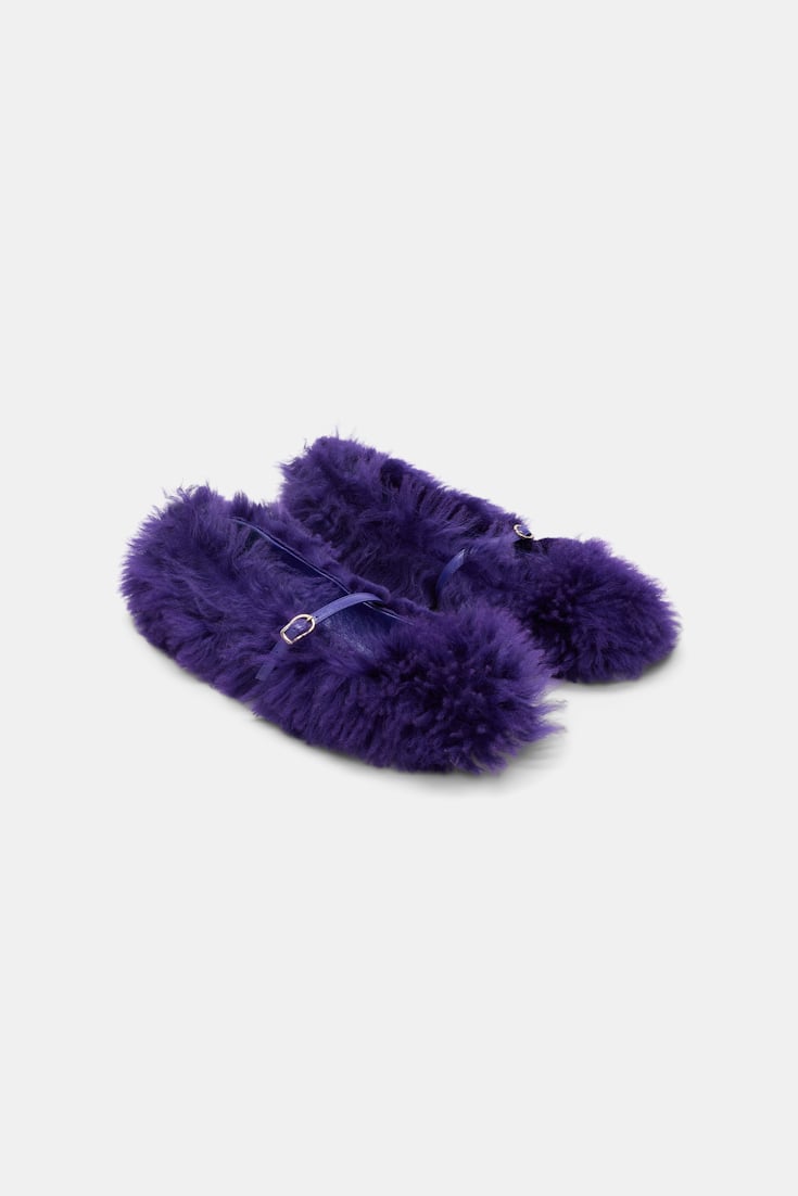 Dorothee Schumacher Furry Mary-Jane Ballerinas plum