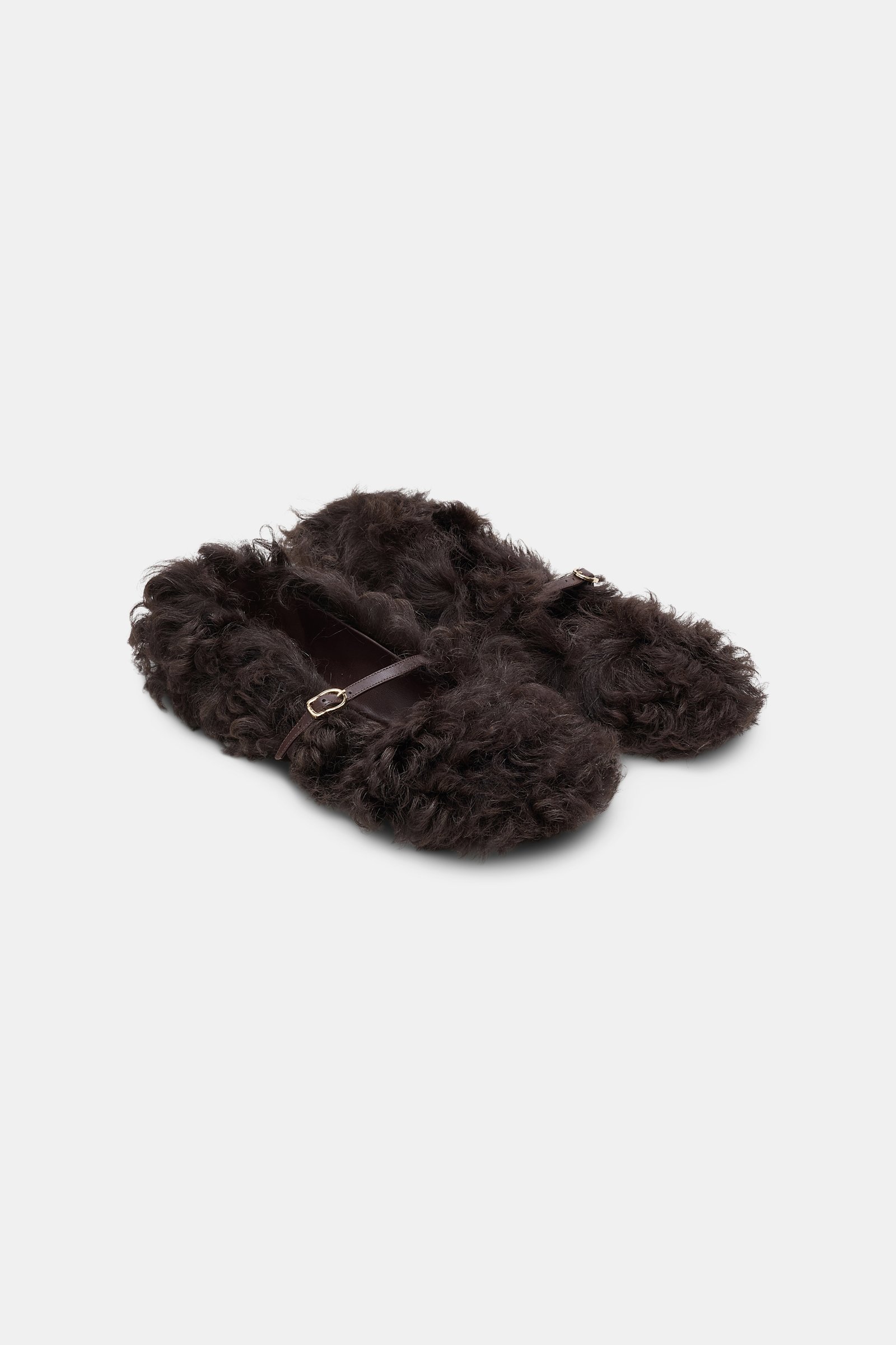 Dorothee Schumacher Furry Mary-Jane Ballerinas dark chocolate
