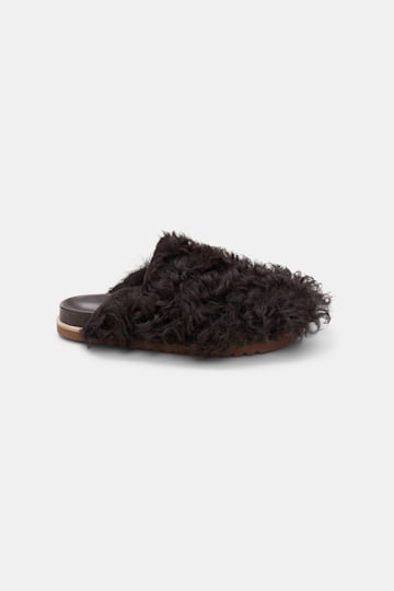 Dorothee Schumacher Curly sheepskin clogs dark chocolate