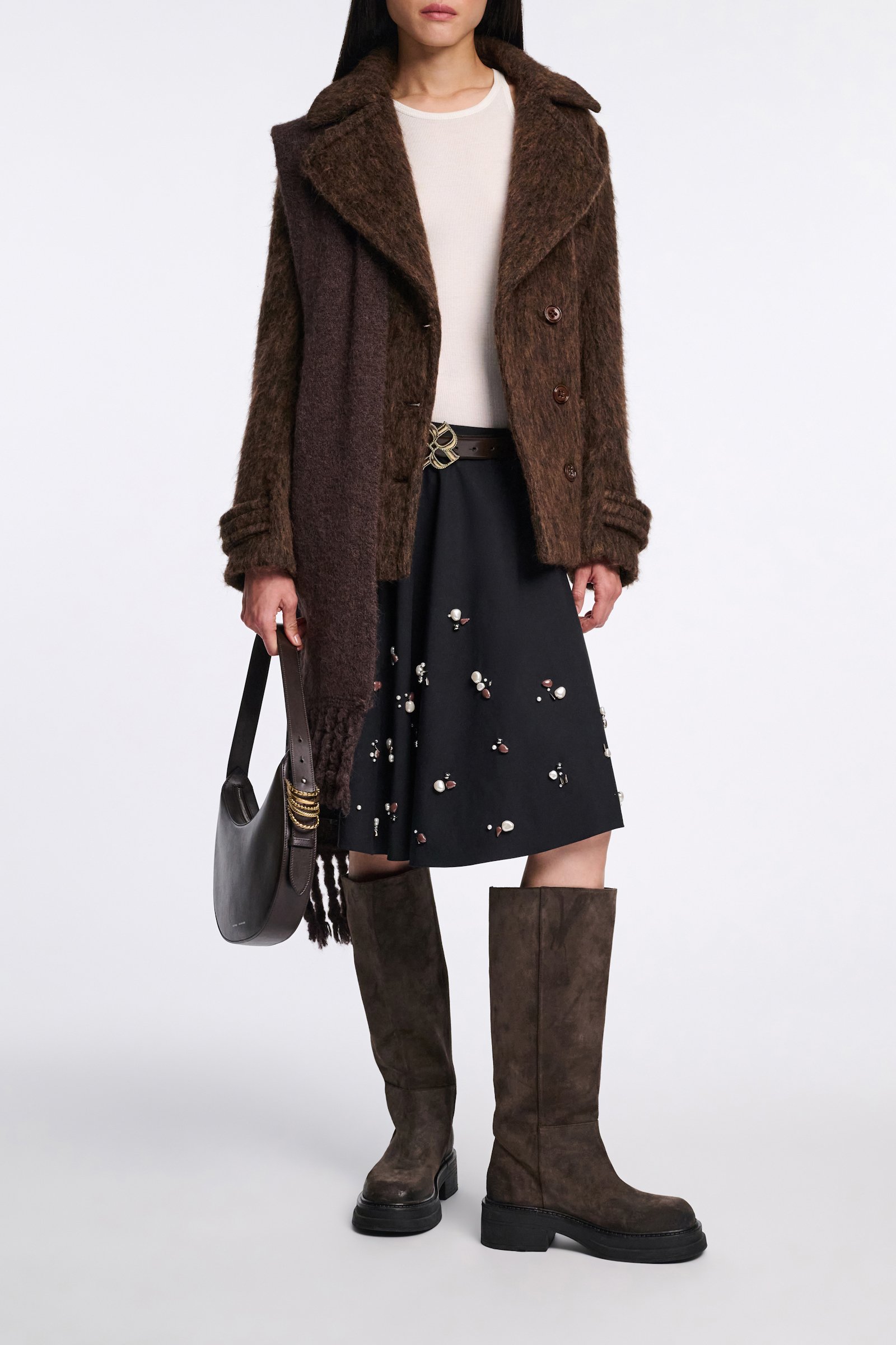 Dorothee Schumacher Waxed suede tall boots dark chocolate