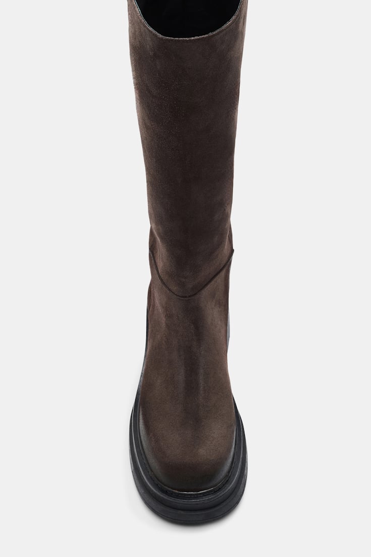 Dorothee Schumacher Waxed suede tall boots dark chocolate