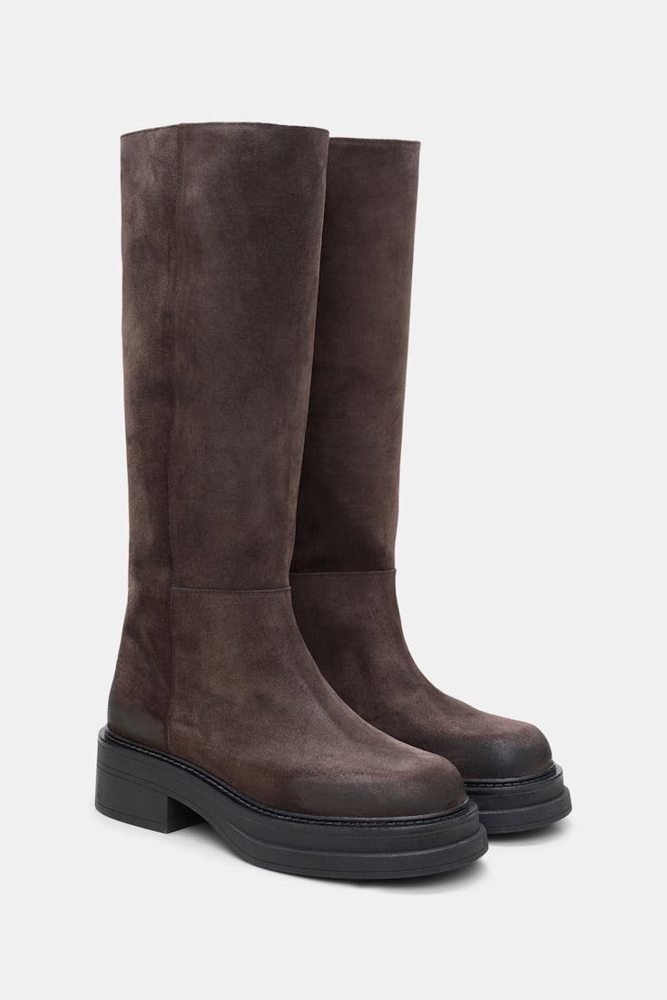 Dorothee Schumacher Waxed suede tall boots dark chocolate
