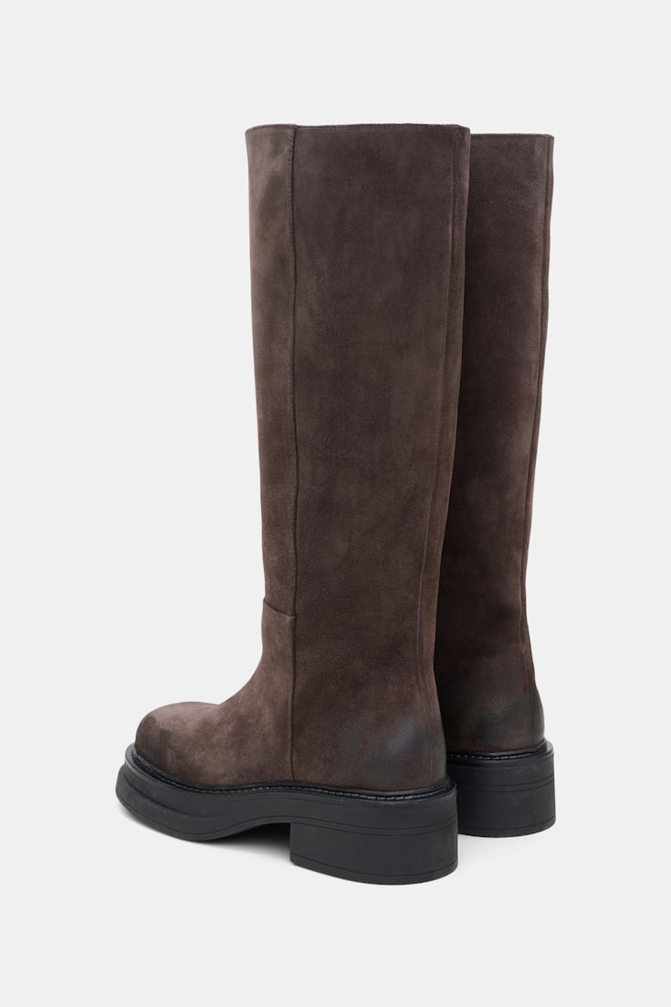 Dorothee Schumacher Waxed suede tall boots dark chocolate