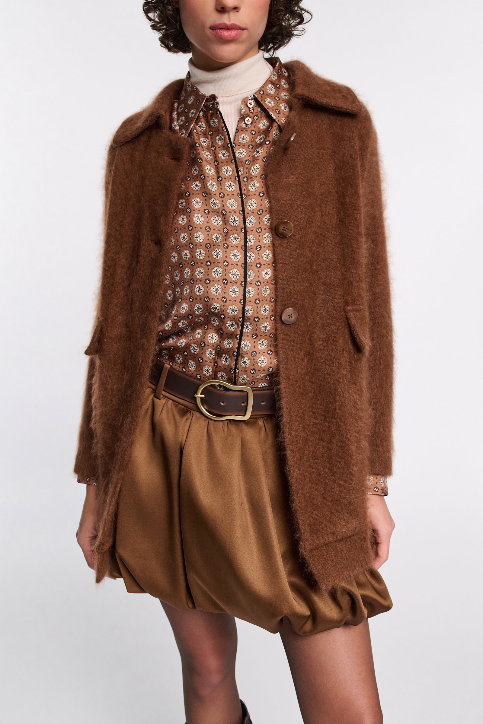 Dorothee Schumacher Fluffy wash knit coat coffee