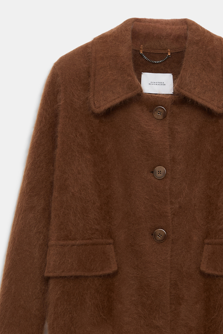 Dorothee Schumacher Fluffy wash knit coat coffee