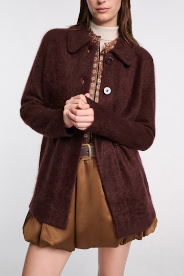 Dorothee Schumacher Fluffy wash knit coat dark brown