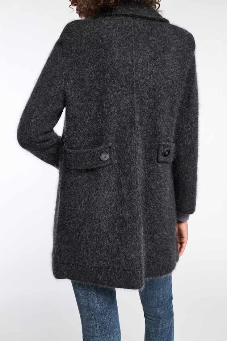 Dorothee Schumacher Fluffy wash knit coat charcoal melange