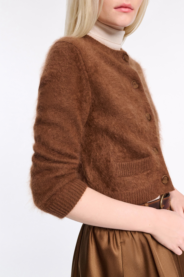 Dorothee Schumacher Fluffy Cardigan aus Merino und Kaschmir coffee