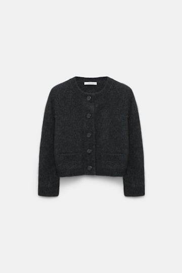 Dorothee Schumacher Fluffy wash cardigan charcoal melange