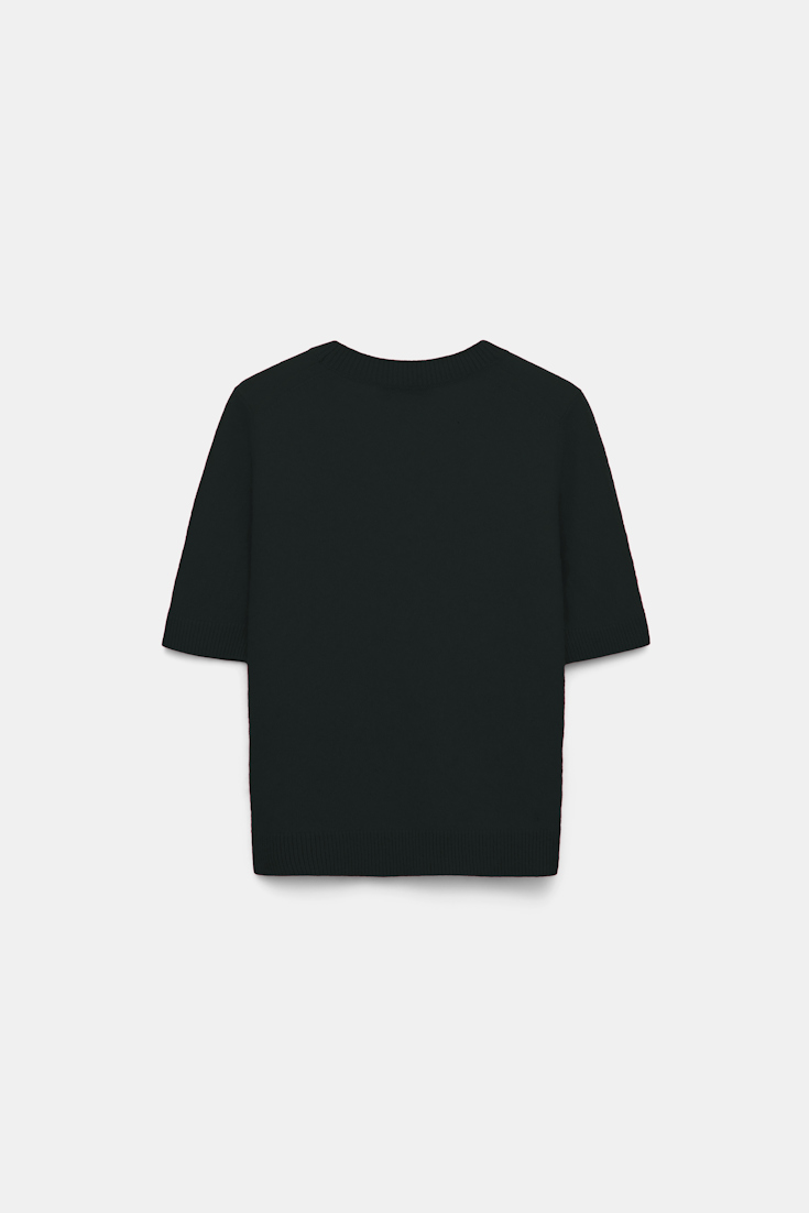 Dorothee Schumacher Fluffy wash short sleeve pullover charcoal melange