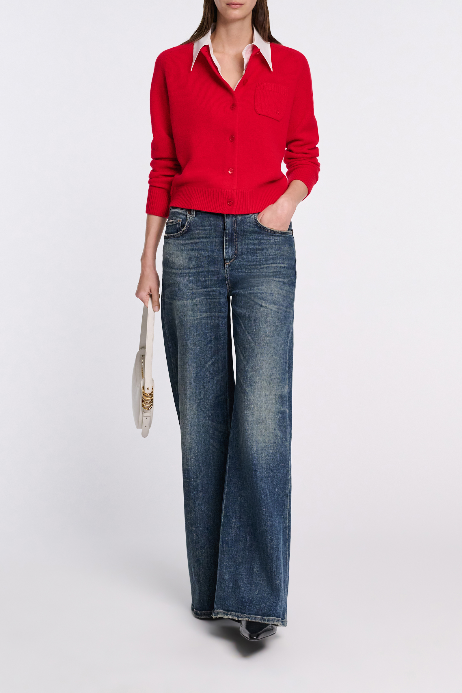 Dorothee Schumacher Fluffy Cardigan mit Hemdkragen lollipop