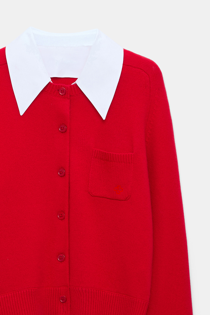 Dorothee Schumacher Fluffy Cardigan mit Hemdkragen lollipop