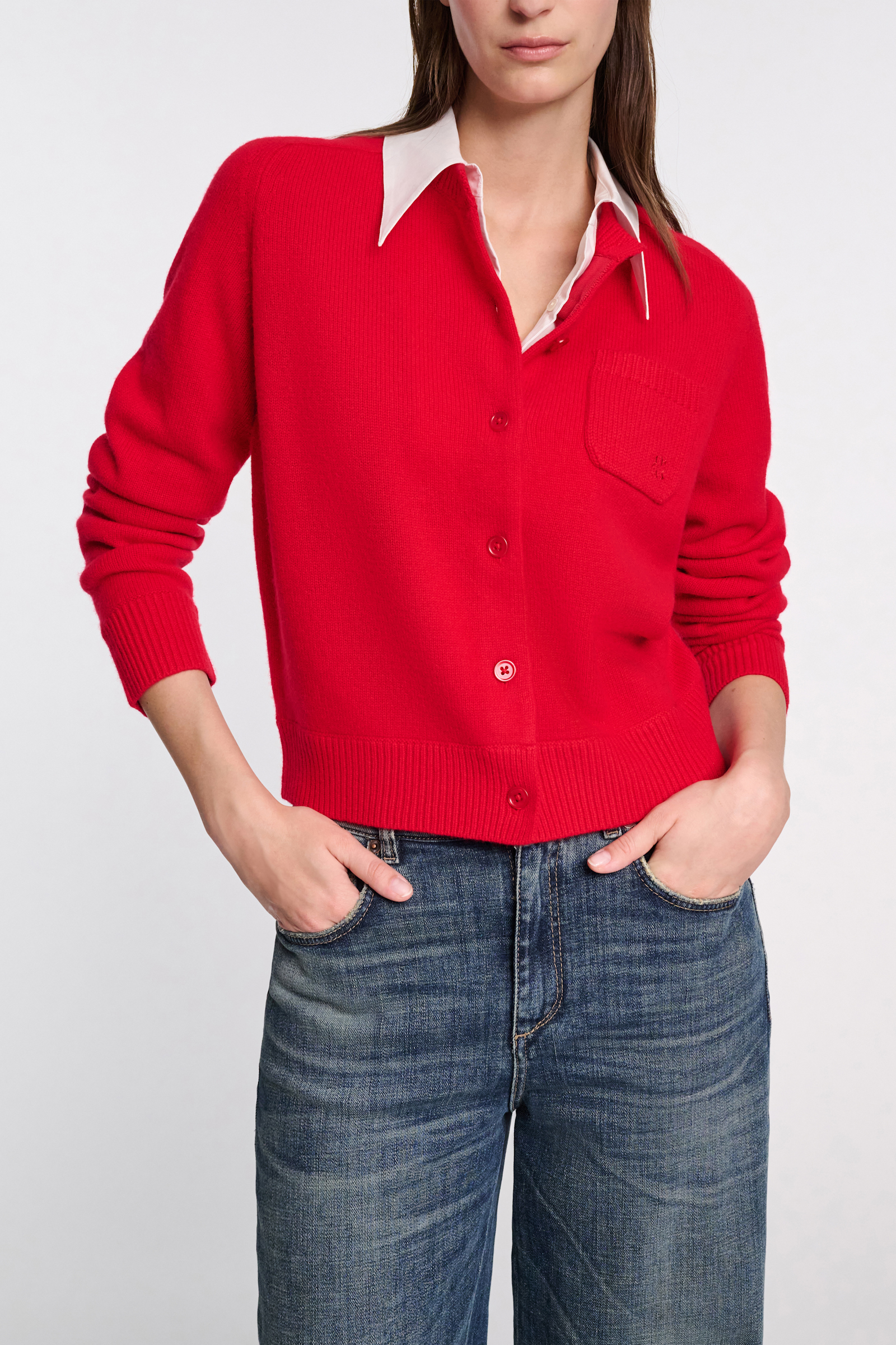 Dorothee Schumacher Fluffy Cardigan mit Hemdkragen lollipop