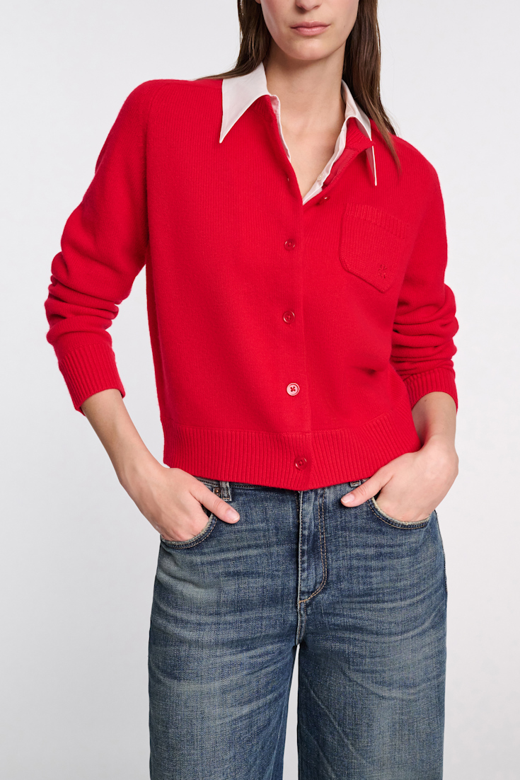 Dorothee Schumacher Fluffy Cardigan mit Hemdkragen lollipop