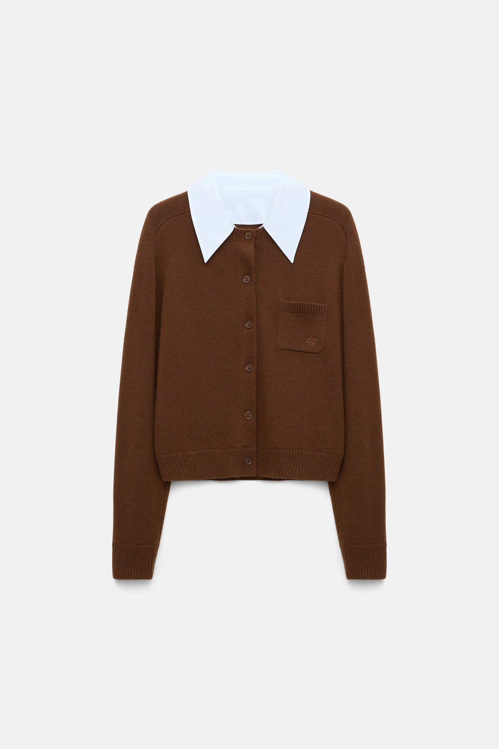 Dorothee Schumacher Fluffy Cardigan mit Hemdkragen coffee